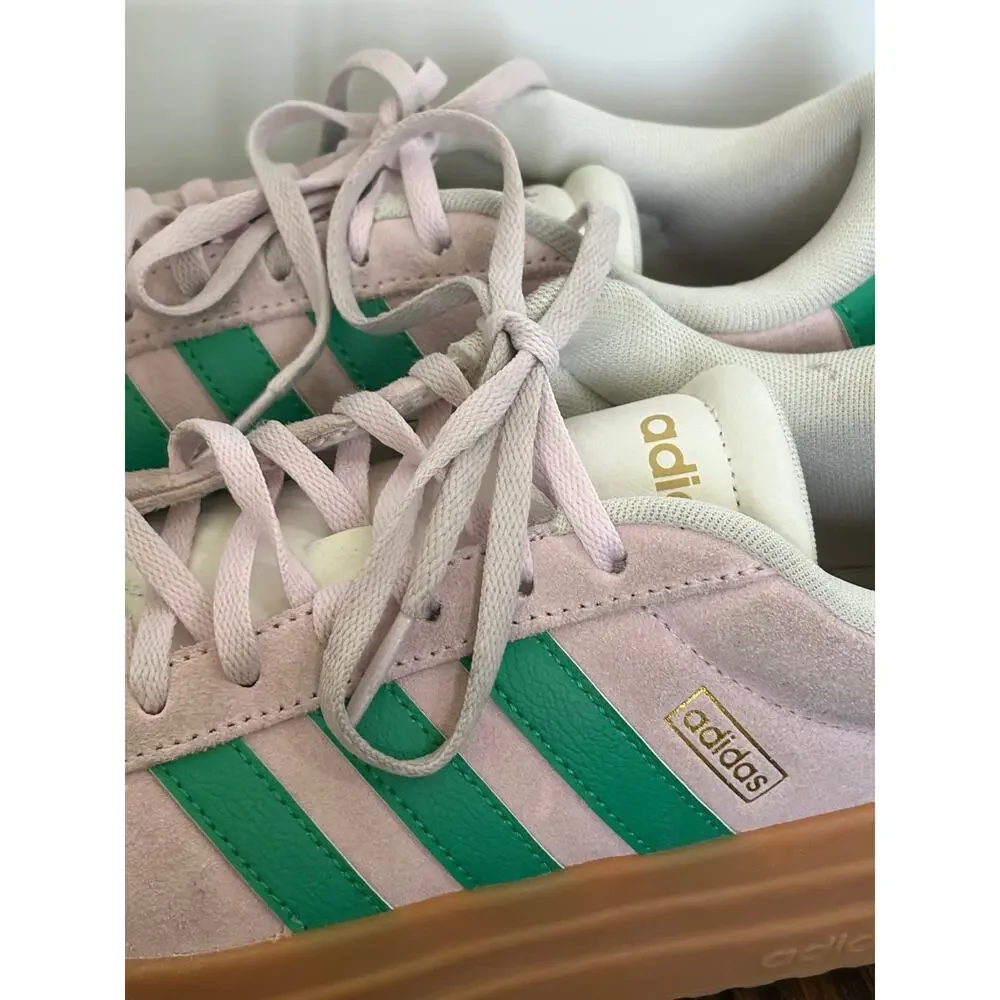 Adidas VL Court Bold Pink Green Platform Sneakers Suede Womens 9